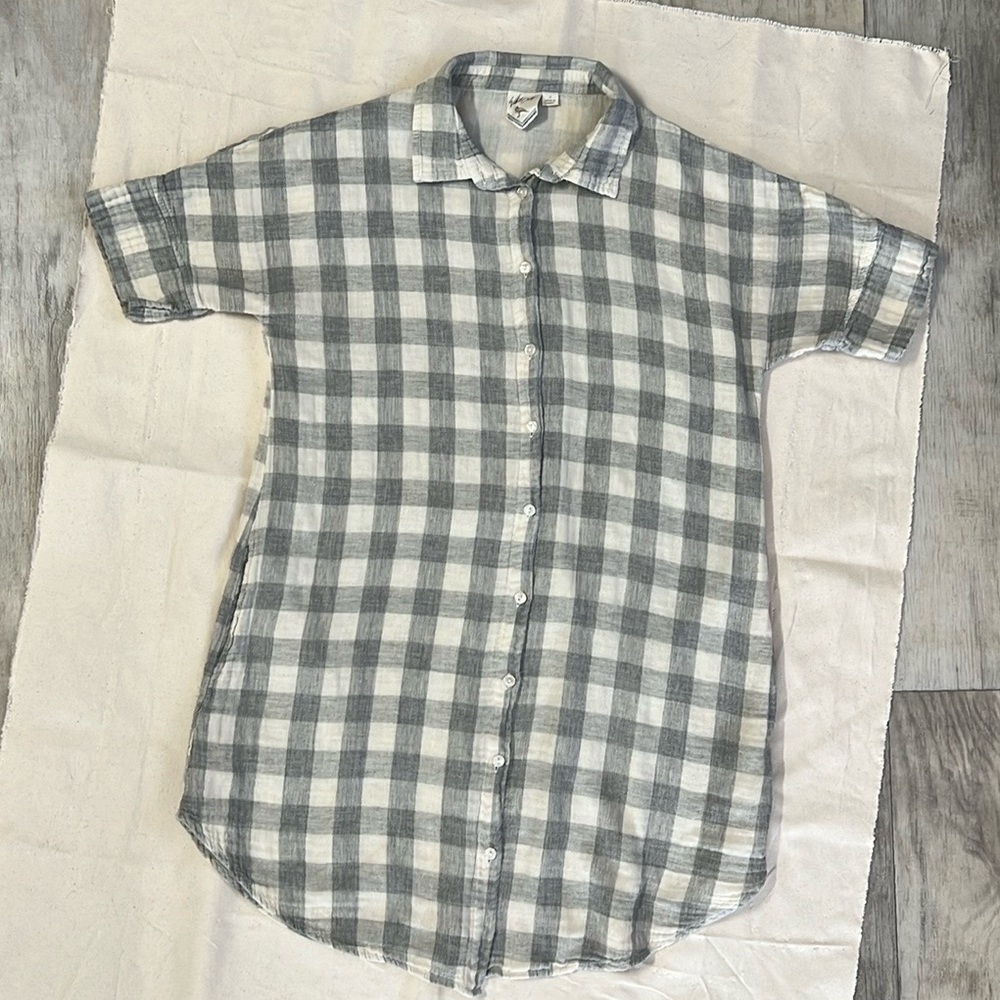 White Crow plaid button down tunic